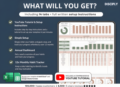 Rastreador de hábitos para Excel y Hojas de cálculo de Google